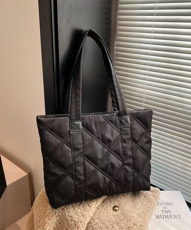 Elegant Black Plaid Solid Durable Nylon Shoulder Bags