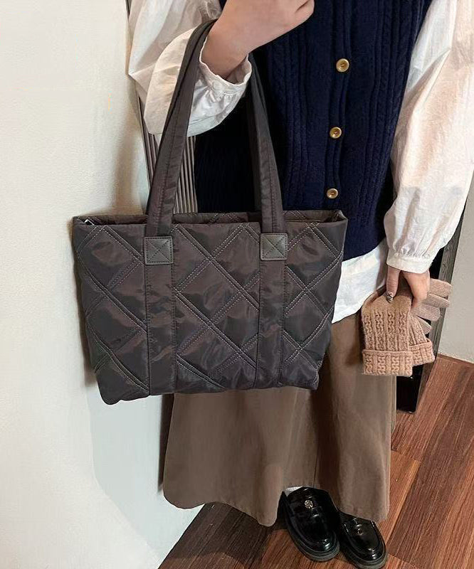 Elegant Black Plaid Solid Durable Nylon Shoulder Bags