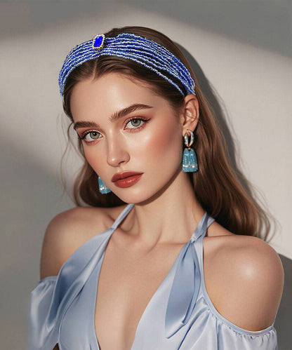 Elegant Blue Weave Crystal HairPiece