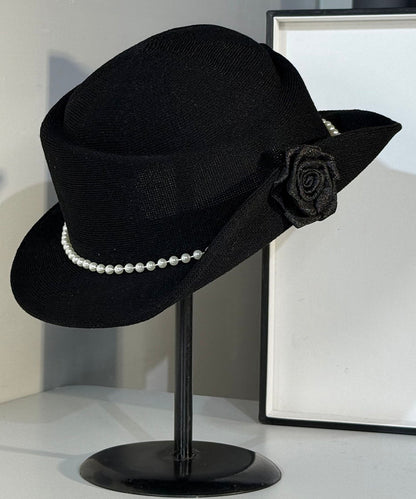 Elegant French Beige Breathable Flower Pearl Cloche Hat