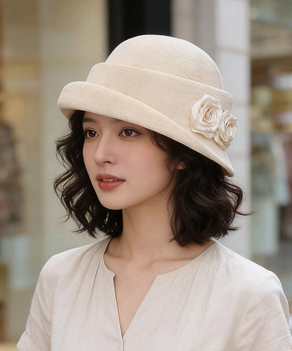 Elegant Khaki Floral Cotton Breathable Beret Hat