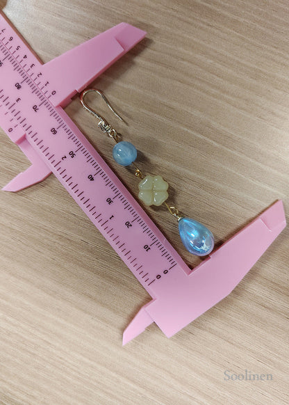 Elegant Light Blue Water Droplet Fine Jade Drop Earrings