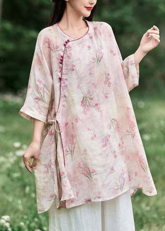 Elegant Light Green Side Open Linen Top Fall