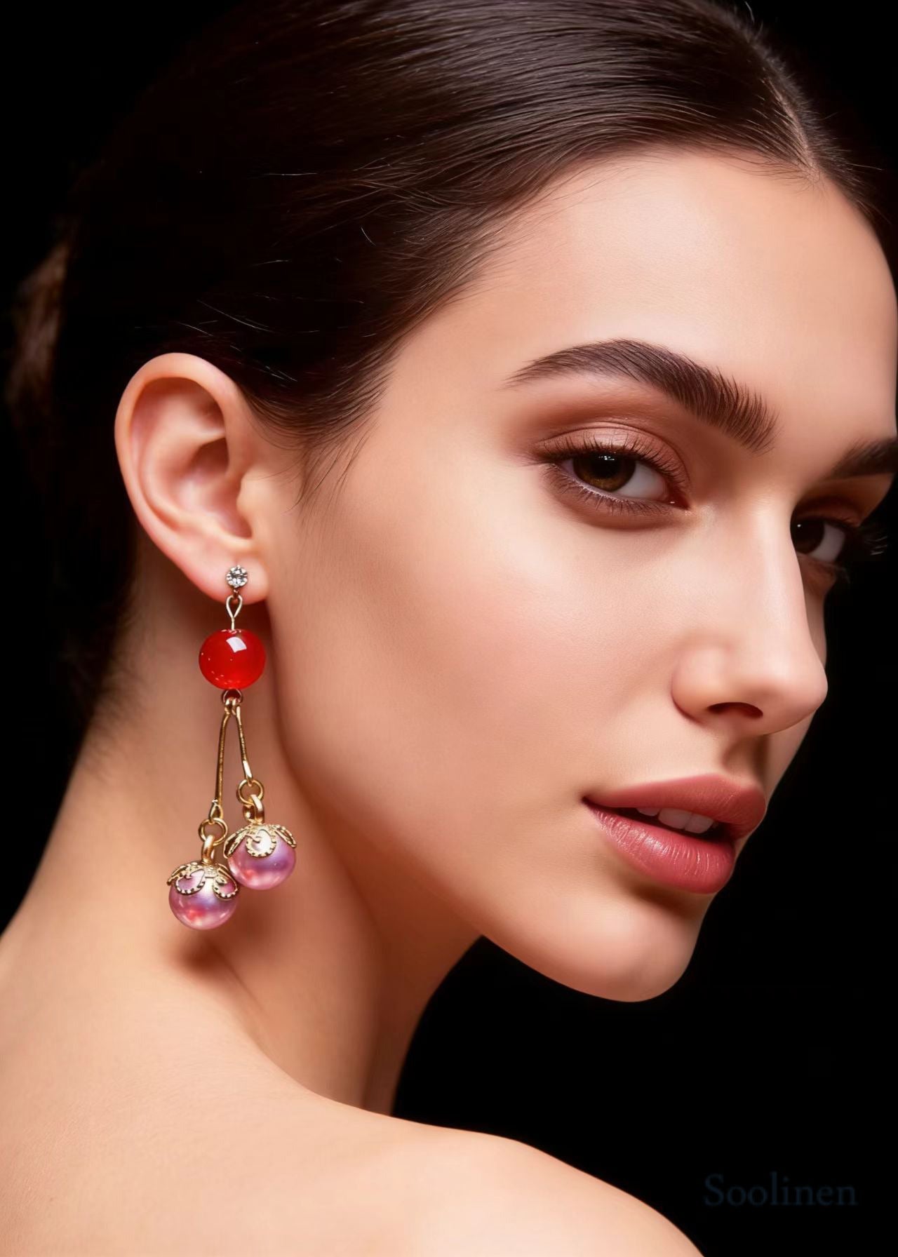 Elegant Purple Pearl Zircon Drop Earrings