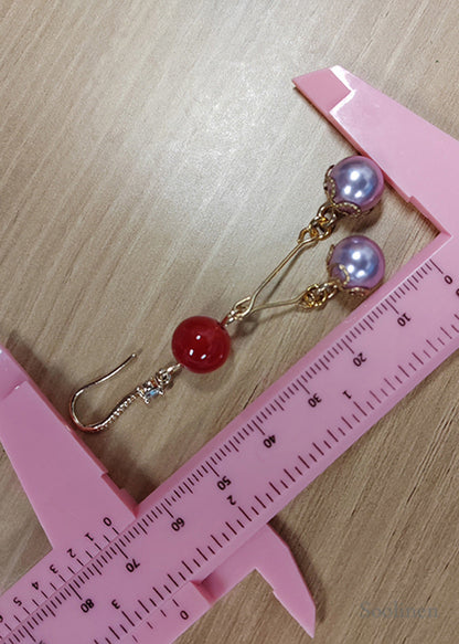 Elegant Purple Pearl Zircon Drop Earrings