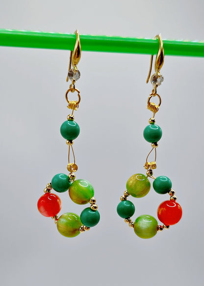 Elegant Rainbow Acrylic Turquoise Drop Earrings