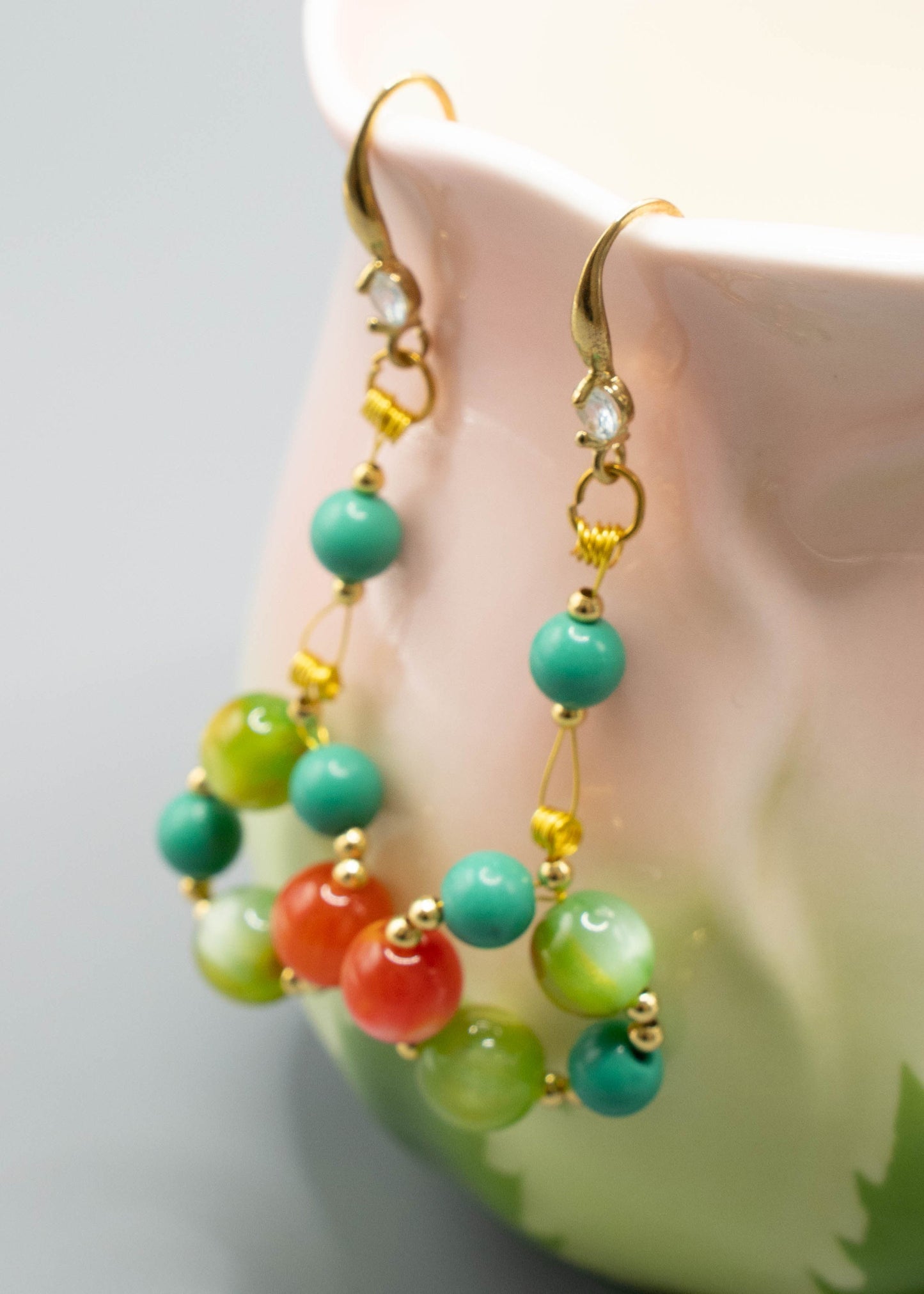 Elegant Rainbow Acrylic Turquoise Drop Earrings