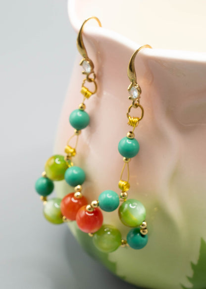 Elegant Rainbow Acrylic Turquoise Drop Earrings