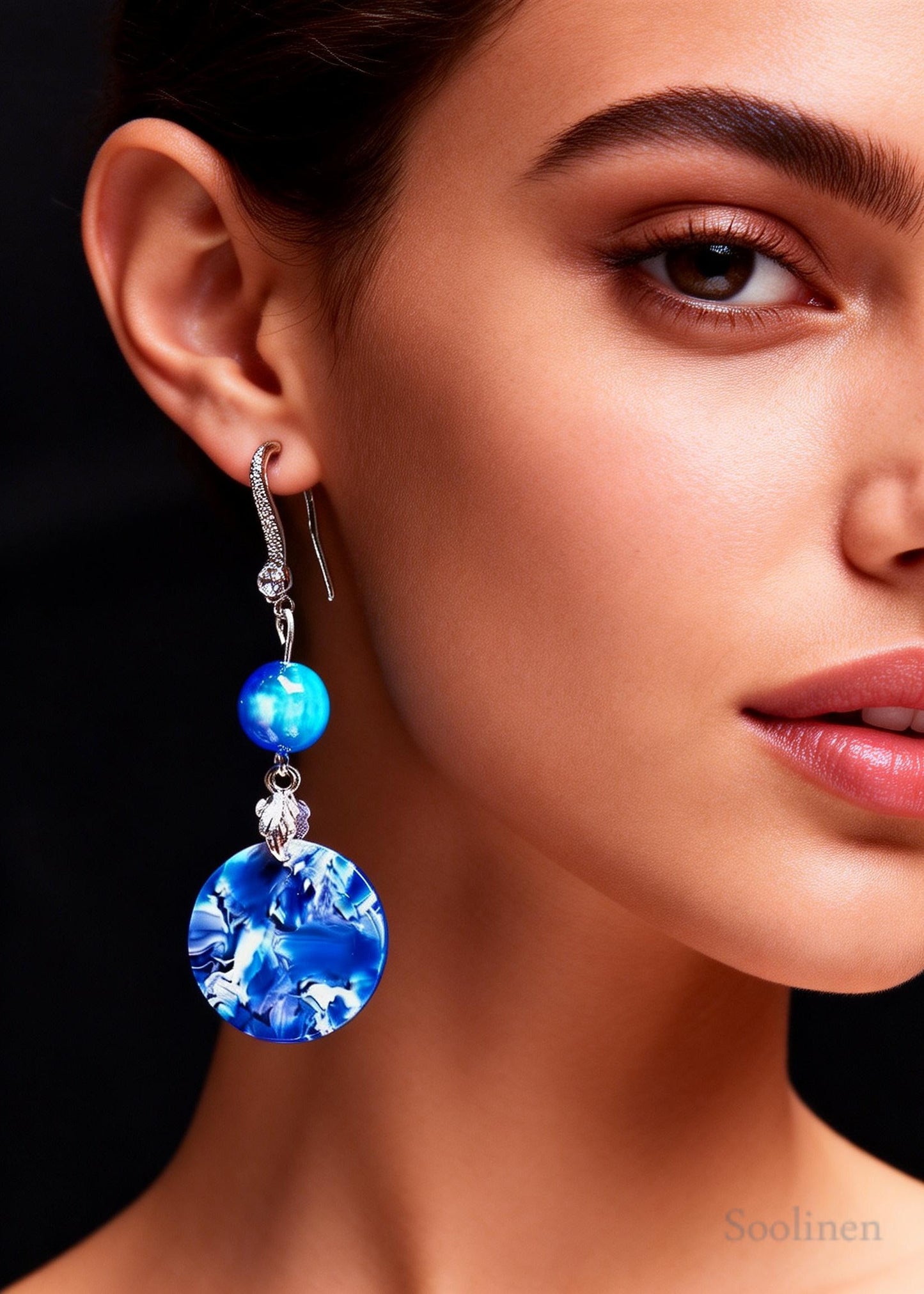 Ethnic Style Peacock Blue Paitings Fine Jade Drop Earrings