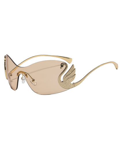 European And American Grey Frameless Integrated Sunglasses