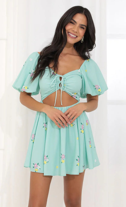 Tummy Cutout Dress in Green