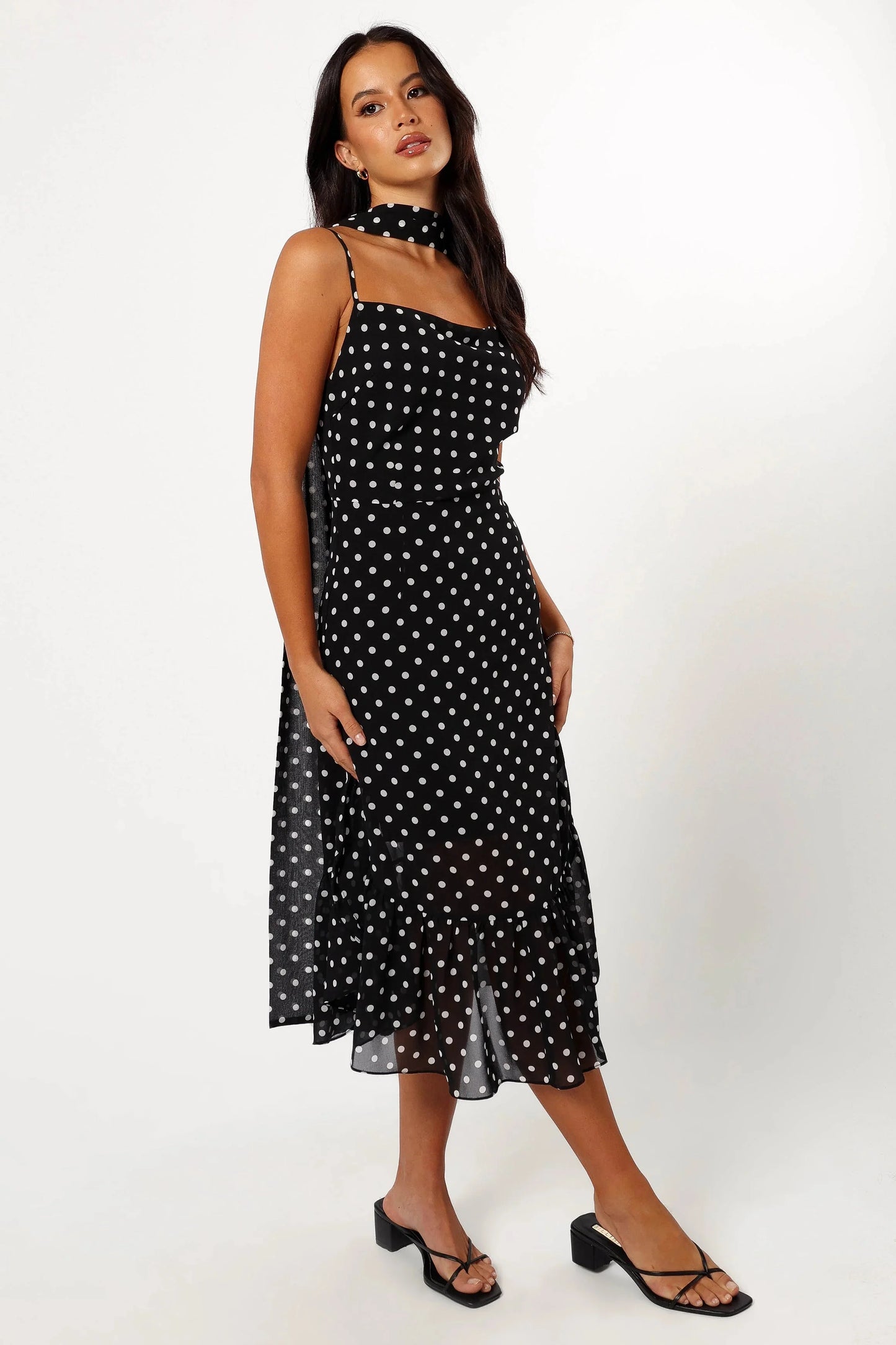 Francesca Midi Dress - Black Polka Dot