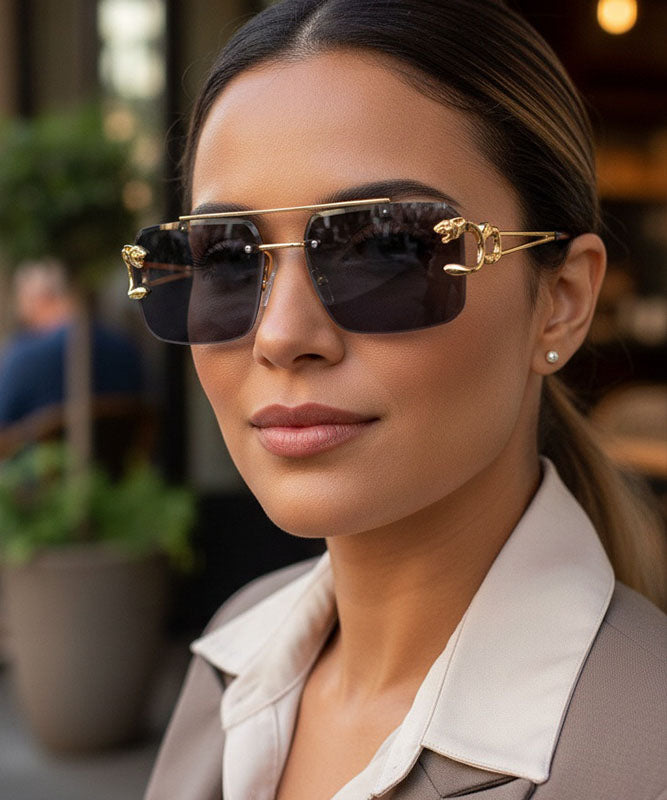Fashion Black Personalized Metal Sunglasses