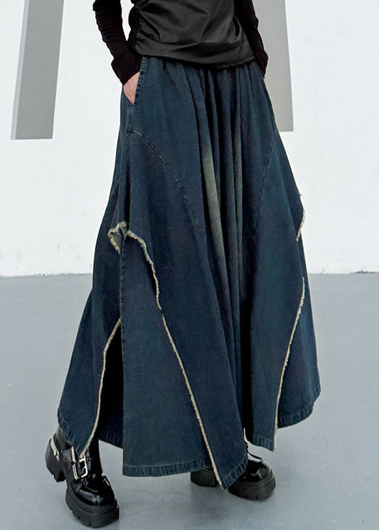 Fashion Blue Asymmetrical Pockets Patchwork Denim Pants Summer