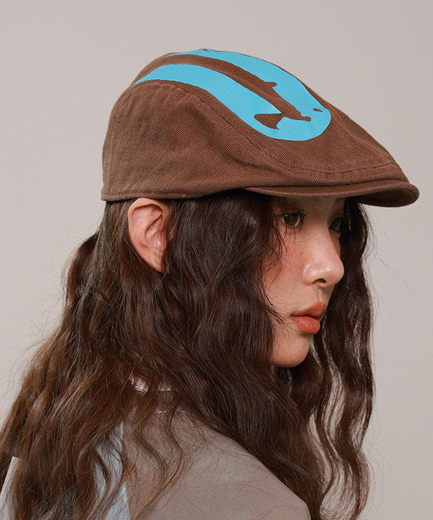 Fashion Brown Graphic Print Versatile Beret Hat