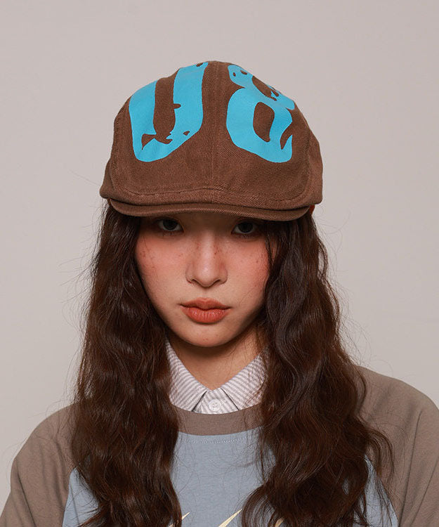 Fashion Brown Graphic Print Versatile Beret Hat
