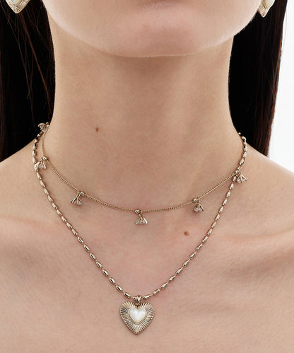 Fashion Gold Copper Overgild Love Shell Double-Layer Pendant Necklace
