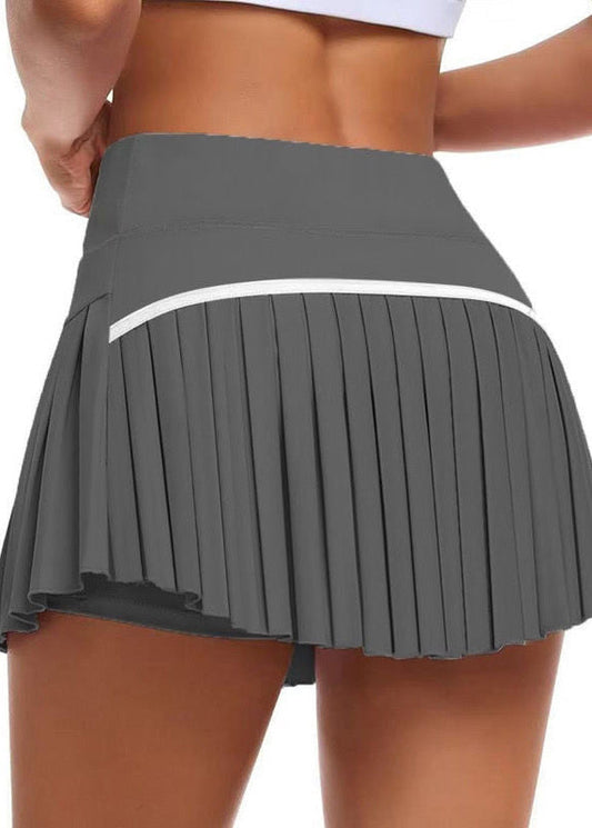 Fashion Green High Waist Yoga Pleated Shorts Skirt