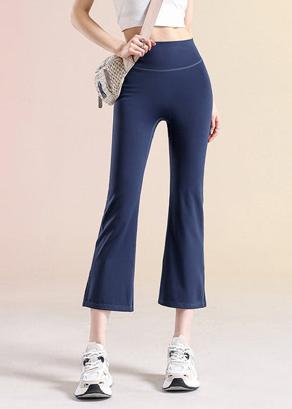 Fashion Grey High Waist Solid Yoga Crop Pants