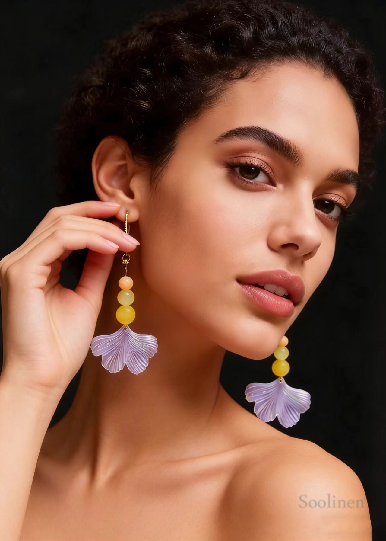 Fashion Lavender Ginkgo Leaf Acrylic Long Drop Earrings