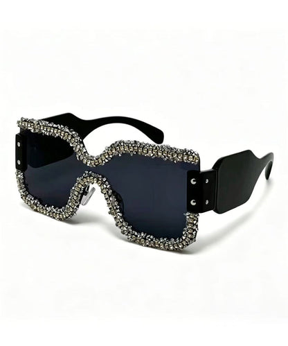 Fashion Luxurious Diamond Square Frameless One-Piece Sunglasses