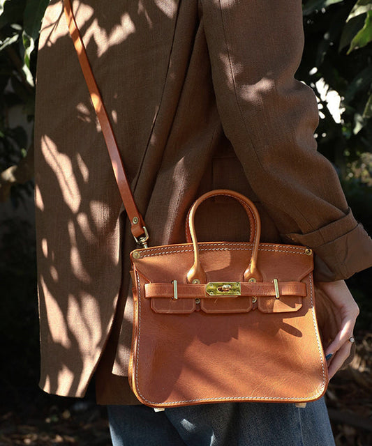 Fashion Orange Large Capacity Leather Tote Handbag