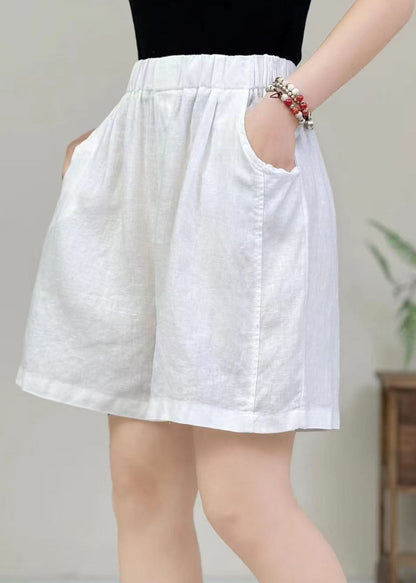 Fashion Orange Oversized Elastic Waist Cotton Pants Shorts Summer