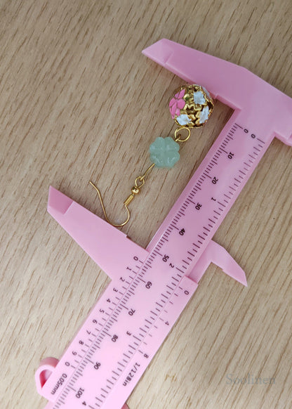 Fashion Painting Circular Fine Flower Jade Drop Earrings