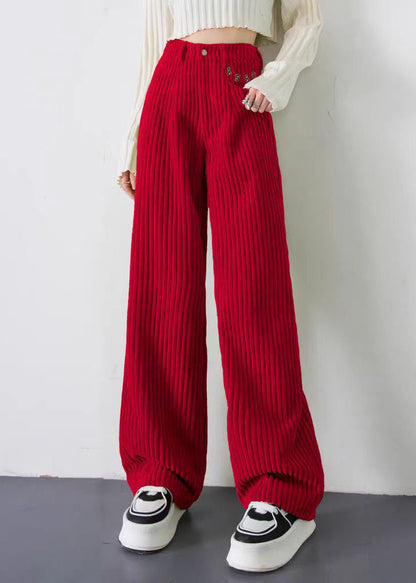 Fashion Red Letter Thick Velvet Straight Pants Spring
