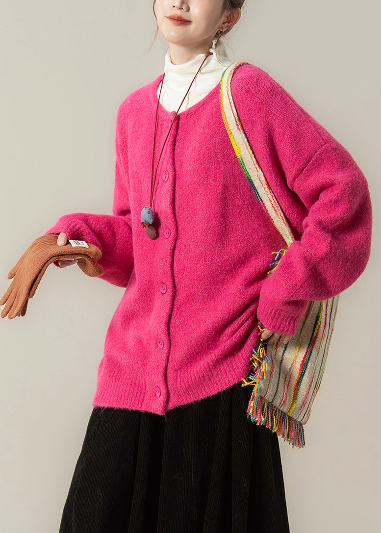 Fashion Rose Oversized Warm Knit Cardigan Winter