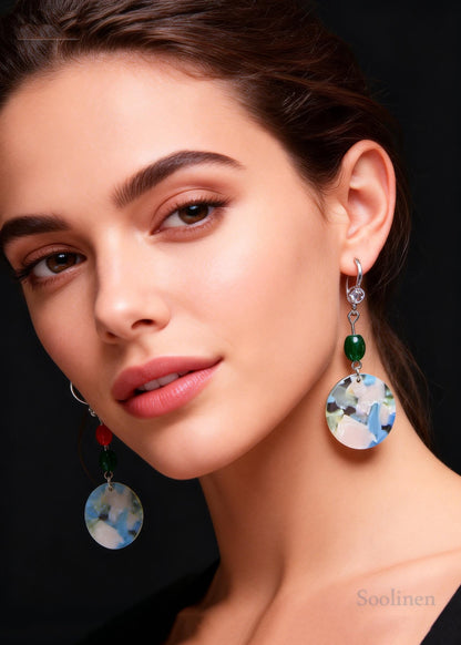 Fine Blue Rotundity Acrylic National Style Drop Earrings
