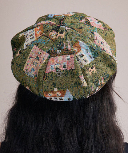 Fine Colorblock Jacquard Patchwork Beret Hat