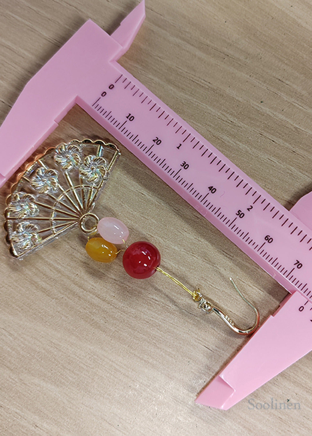 Fine Fan-shaped Multicolored Beads Long Drop Earrings