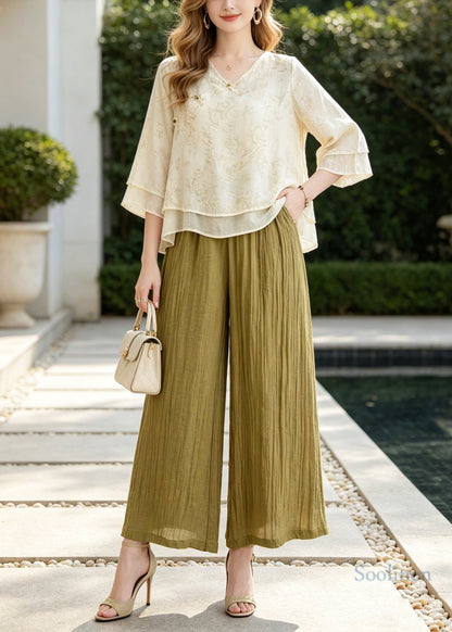 Fine Oversized Print Cotton Two Pieces Set Summer