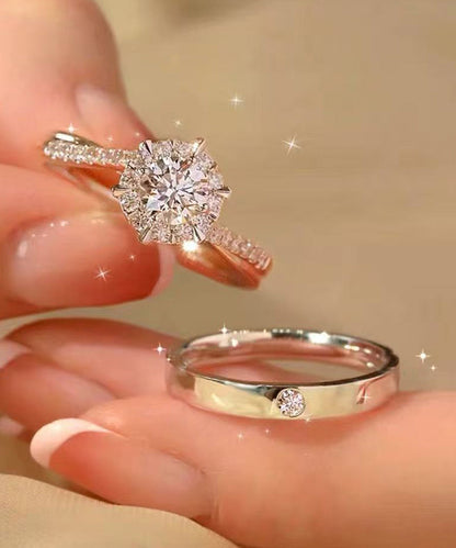 Fine Silk Zircon Adjustable Open Wedding Bands Rings