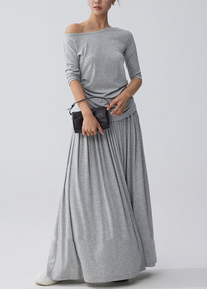 Fine White One Shoulder Cotton Two Piece Set Outfits Summer