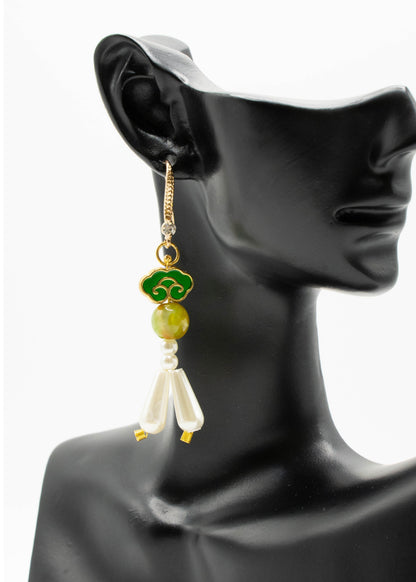 Fine White Pearl Ethnic Style Drop Earrings