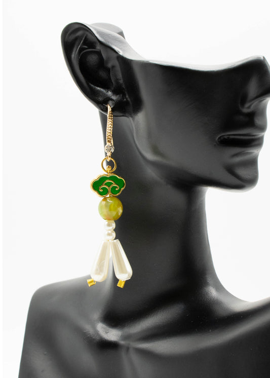 Fine White Pearl Ethnic Style Drop Earrings