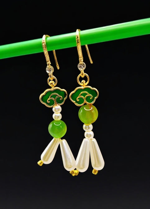 Fine White Pearl Ethnic Style Drop Earrings