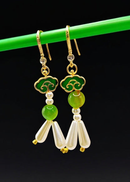 Fine White Pearl Ethnic Style Drop Earrings