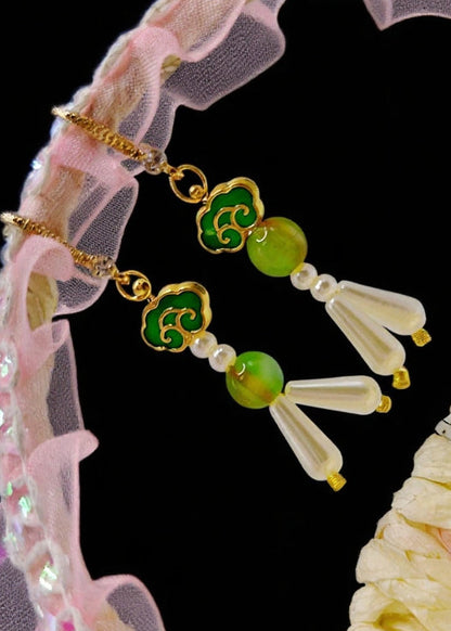 Fine White Pearl Ethnic Style Drop Earrings