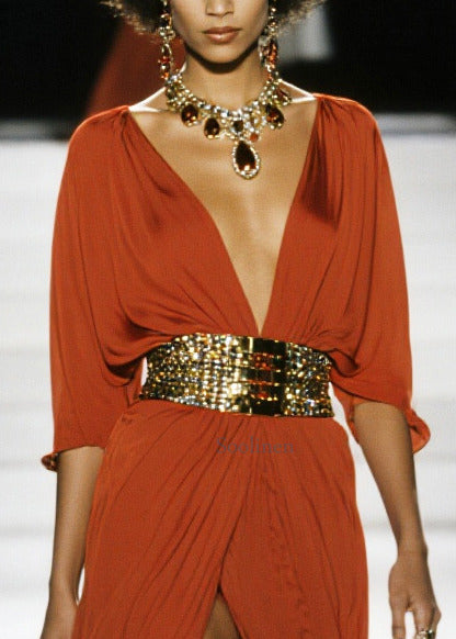 French Red Exra Large Hem Side Open Chiffon Evening Dresses Summer