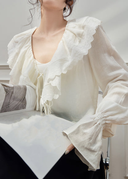 French V Neck Ruffled Shirts And Maxi Skirts Two Pieces Set Spring