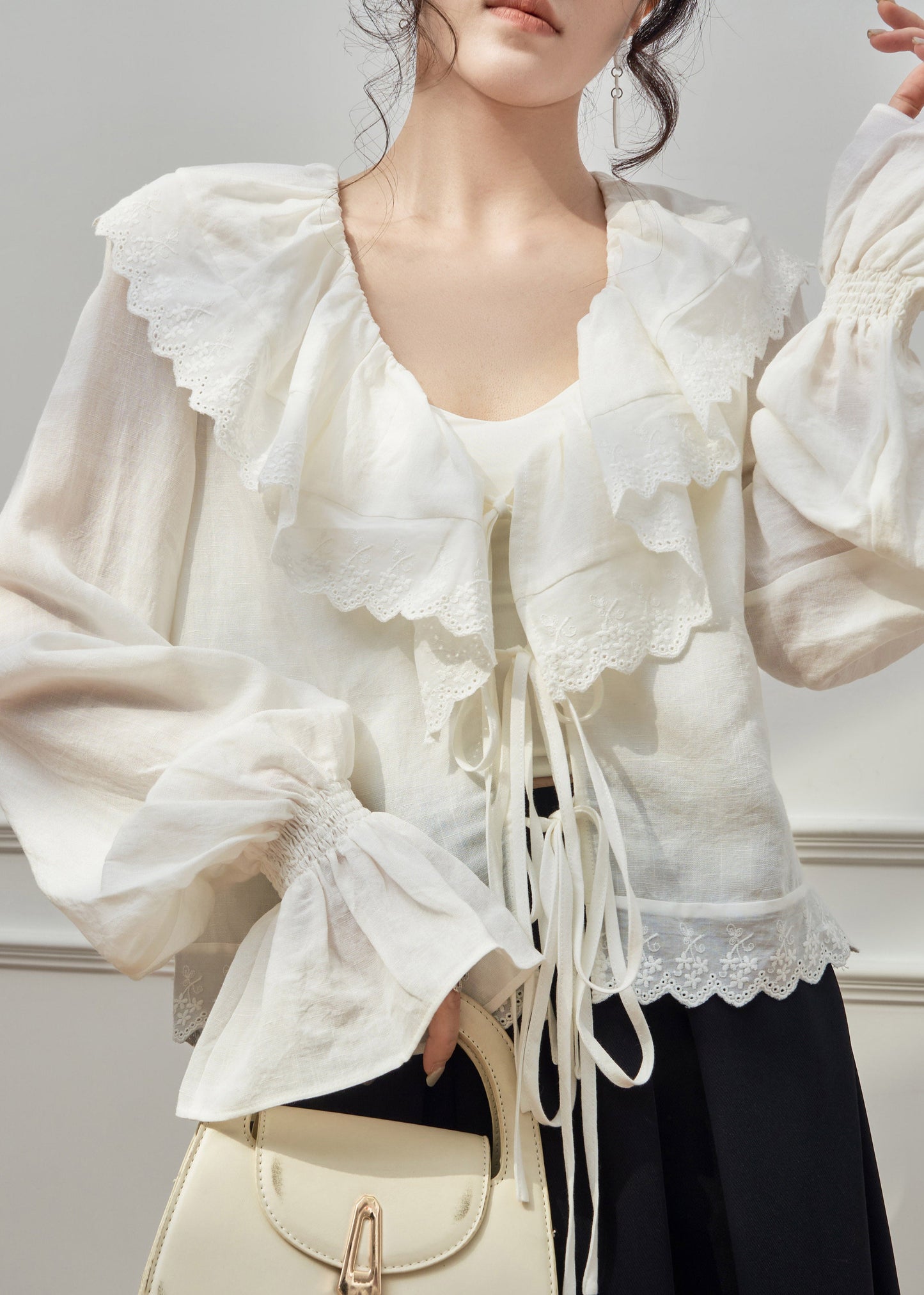 French V Neck Ruffled Shirts And Maxi Skirts Two Pieces Set Spring