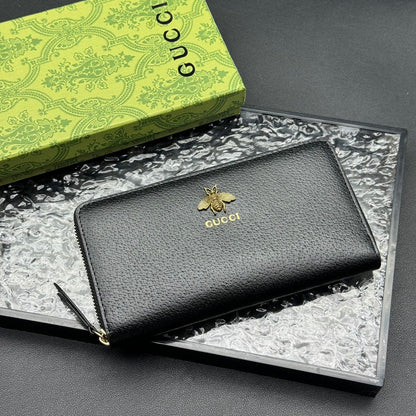 GUCCI ANIMALIER LEATHER ZIP AROUND WALLET 19CM 523667 DJ20T 1000