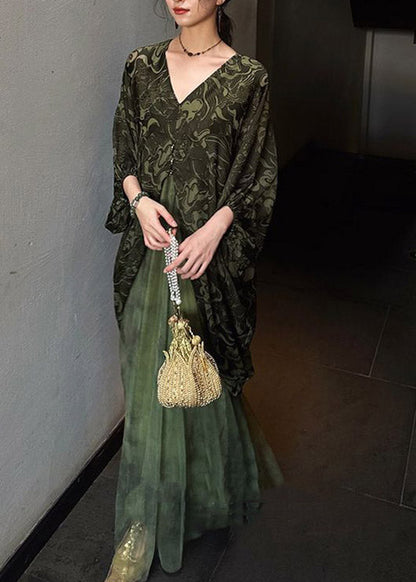 Green Tie Dye Vacation Maxi Dresses Spring