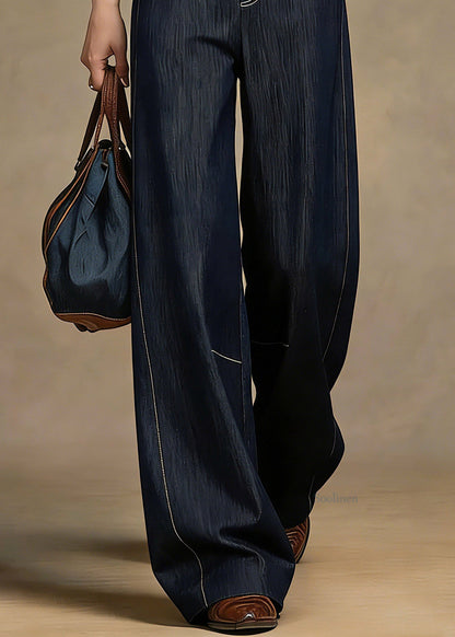 Handmade Denim Blue High Waist Pockets Patchwork Jeans Jeans Spring