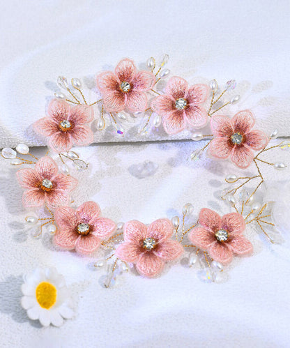Handmade Orange Weave Pearl Floral HairPiece
