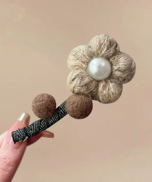 Handmade Resin Fuzzy Fur Fluffy Floral Hairpin