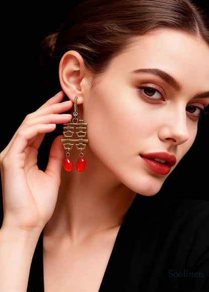 Handmade XI Character Copper Retro Wedding Drop Earrings